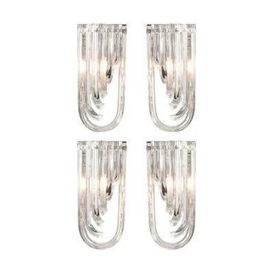 Set of 4 Handblown Murano Glass Sconces in Nickel w 24 karat Gold Flecks