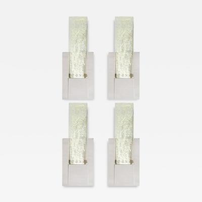 Set of 4 Handblown Murano Glass Sconces in Nickel w 24 karat Gold Flecks