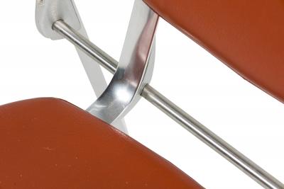 Set of 4 Indecasa Spanish Mid Century Rust Leather and Chrome Arm Chairs