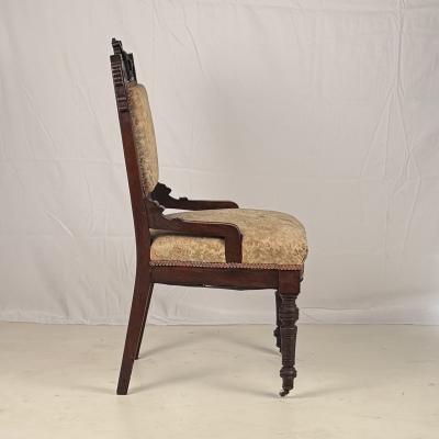Set of 4 Intricately Carved Eastlake Movement Victorian Dining or Game Chairs