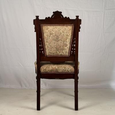 Set of 4 Intricately Carved Eastlake Movement Victorian Dining or Game Chairs