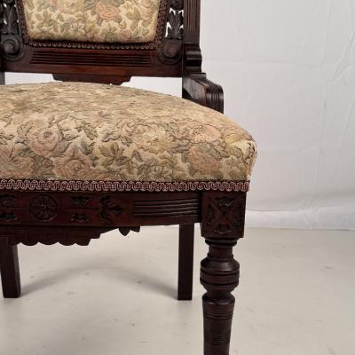 Set of 4 Intricately Carved Eastlake Movement Victorian Dining or Game Chairs