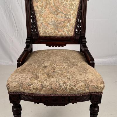 Set of 4 Intricately Carved Eastlake Movement Victorian Dining or Game Chairs