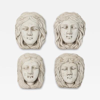 Set of 4 Italian Neo Classic 19th Century Marble Relief Busts
