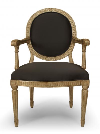 Set of 4 Italian Neo Classic Silver Gilt Arm Chairs