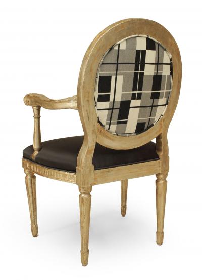 Set of 4 Italian Neo Classic Silver Gilt Arm Chairs