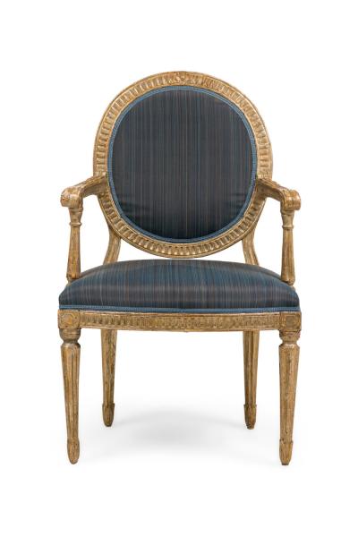 Set of 4 Italian Neo Classic Silver Gilt Arm Chairs