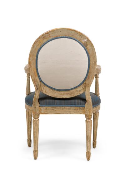 Set of 4 Italian Neo Classic Silver Gilt Arm Chairs