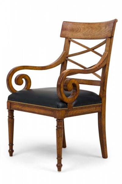 Set of 4 Italian Neo classic Style Leather Upholstered Armchairs