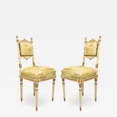 Set of 4 Italian Neoclassic Silk Upholstery Chairs
