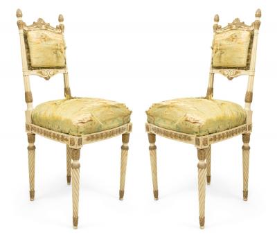 Set of 4 Italian Neoclassic Silk Upholstery Chairs