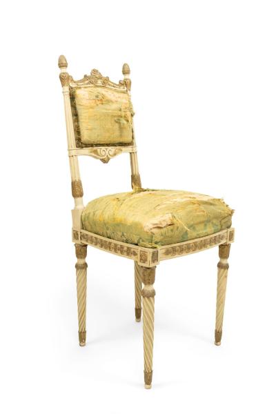 Set of 4 Italian Neoclassic Silk Upholstery Chairs