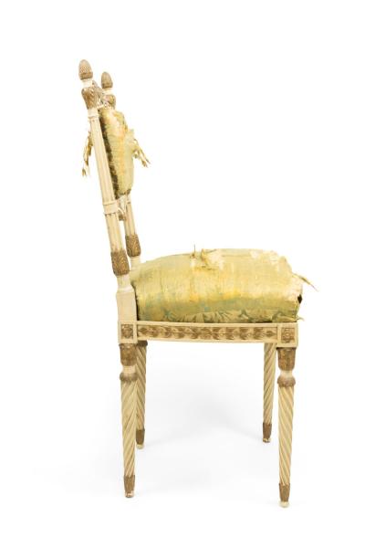 Set of 4 Italian Neoclassic Silk Upholstery Chairs