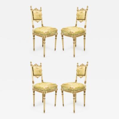 Set of 4 Italian Neoclassic Silk Upholstery Chairs