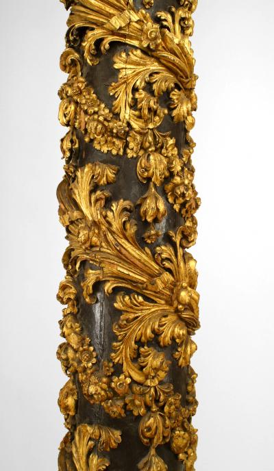 Set of 4 Italian Rococo Painted Carved Columns