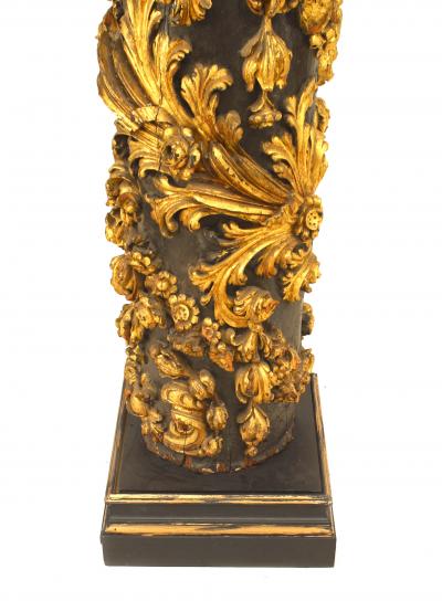 Set of 4 Italian Rococo Painted Carved Columns