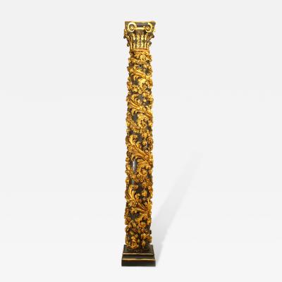 Set of 4 Italian Rococo Painted Carved Columns