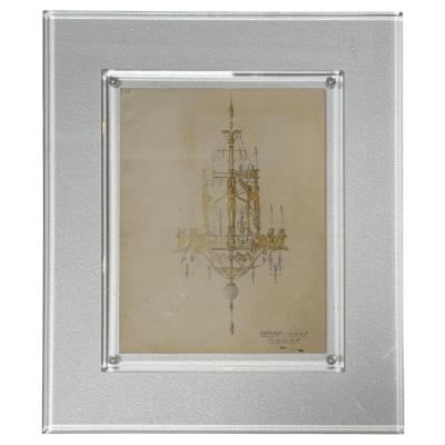 Set of 4 Jewelry and Architecture Watercolors in Lucite Frames