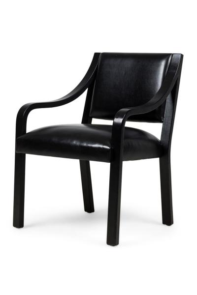 Set of 4 Karl Springer Ltd American Mid Century Black Leather Armchairs