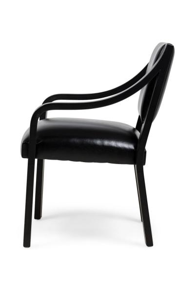 Set of 4 Karl Springer Ltd American Mid Century Black Leather Armchairs