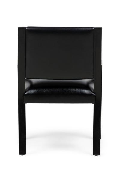 Set of 4 Karl Springer Ltd American Mid Century Black Leather Armchairs