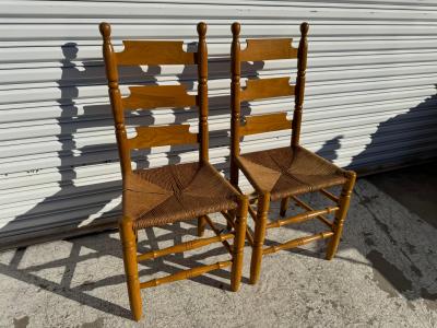 Set of 4 Ladderback Rush Bottom seat Dining Chairs