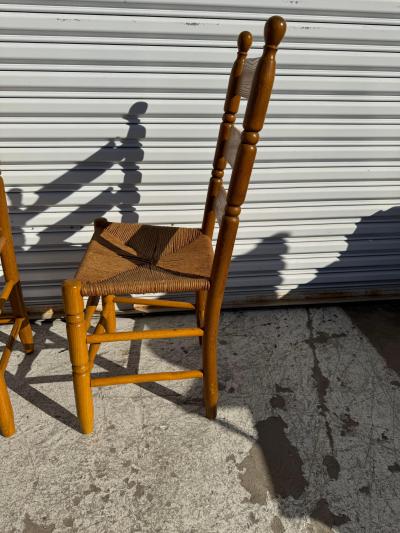 Set of 4 Ladderback Rush Bottom seat Dining Chairs