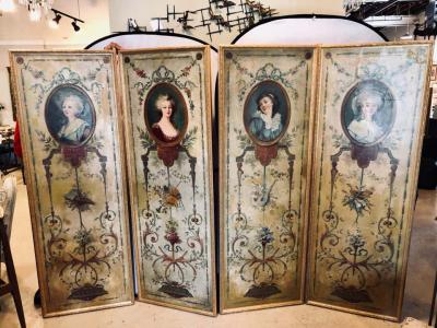 Set of 4 Large French 19th Century Oil on Canvas Wall Panels Trumeau Paintings