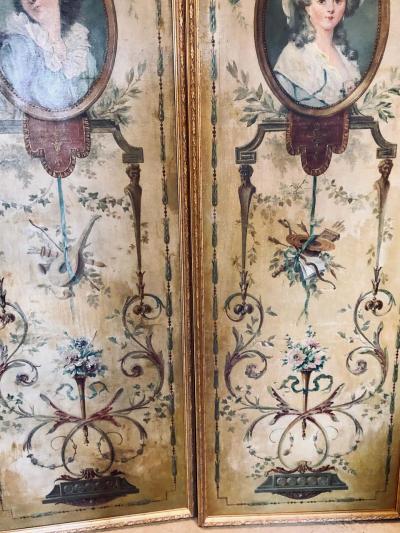 Set of 4 Large French 19th Century Oil on Canvas Wall Panels Trumeau Paintings