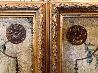 Set of 4 Large French 19th Century Oil on Canvas Wall Panels Trumeau Paintings