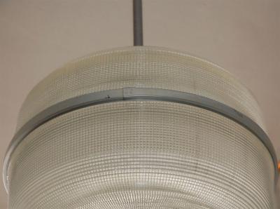 Set of 4 Large Molded Glass Industrial Hanging Lights