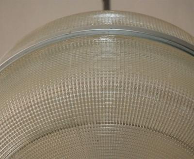 Set of 4 Large Molded Glass Industrial Hanging Lights