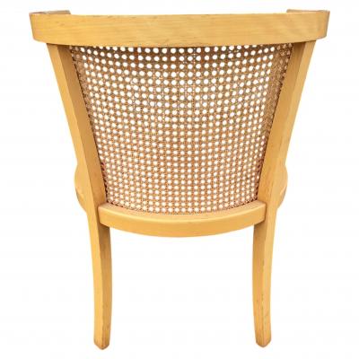 Set of 4 Maple Barrel Back Cane and Upholstered Seat Chairs
