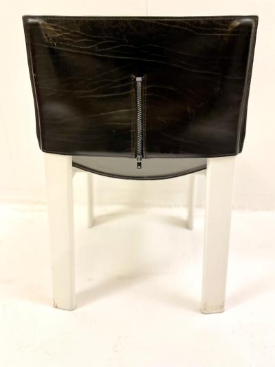 Set of 4 Mid Century Black White Wooden Leather Chairs