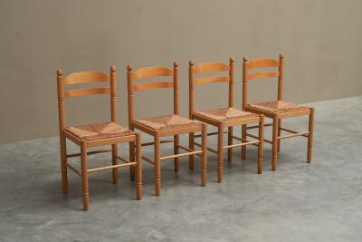 Set of 4 Mid Century Dining Chairs in Beech 1970s