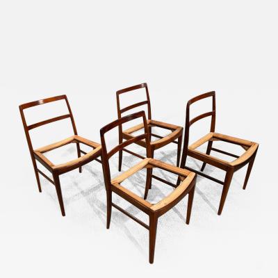 Set of 4 Mid Century Modern Rosewood Side Chairs with Saddle Seats