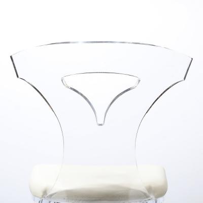 Set of 4 Mid Century Modernist Klismos Lucite Chairs W White Leather Upholstery