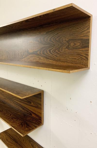 Set of 4 Mid Century Wooden Shelves