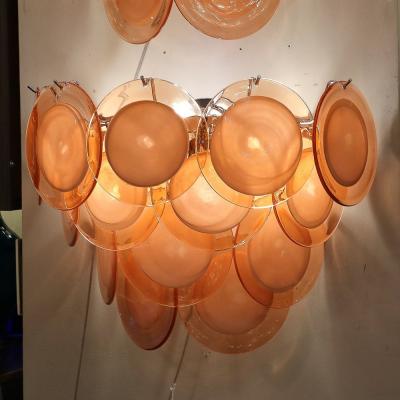 Set of 4 Modernist 14 Disc Sconces in Hand Blown Murano Smoked Apricot Glass