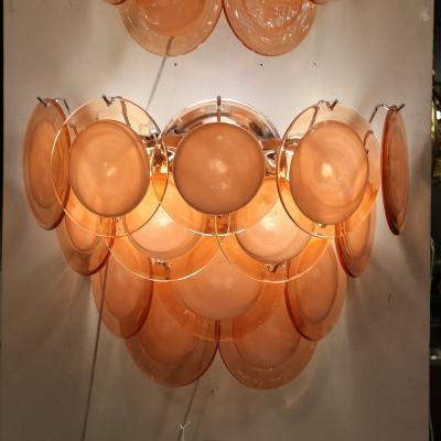 Set of 4 Modernist 14 Disc Sconces in Hand Blown Murano Smoked Apricot Glass