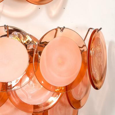 Set of 4 Modernist 14 Disc Sconces in Hand Blown Murano Smoked Apricot Glass