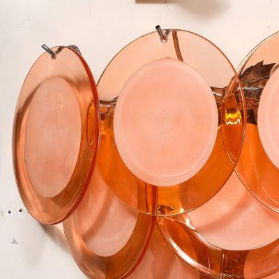 Set of 4 Modernist 14 Disc Sconces in Hand Blown Murano Smoked Apricot Glass