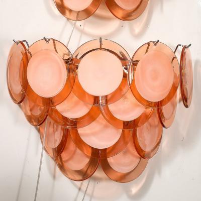 Set of 4 Modernist 14 Disc Sconces in Hand Blown Murano Smoked Apricot Glass
