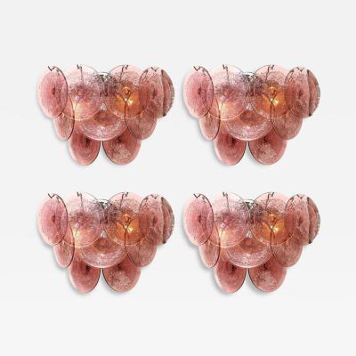Set of 4 Modernist 9 Disc Sconces in Handblown Murano Smoked Amethyst Glass