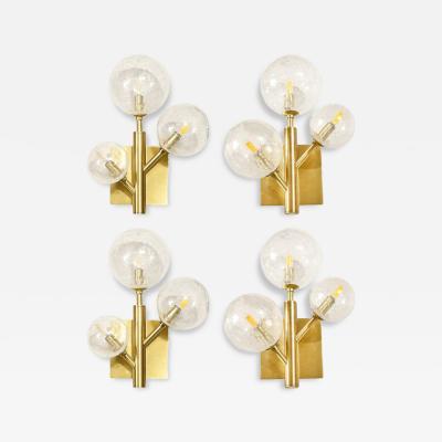 Set of 4 Modernist Hand Blown Murano Glass Molecular Snowflake Sconces