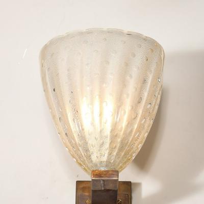 Set of 4 Modernist Hand Blown Murano Glass Sconces in Opalene Glass w 24Kt Gold