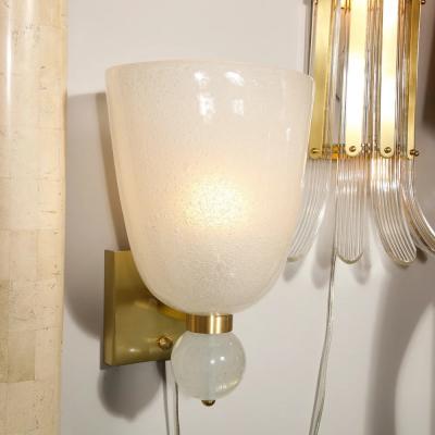 Set of 4 Modernist Hand Blown Murano Sconces w Murines Orbital Finial