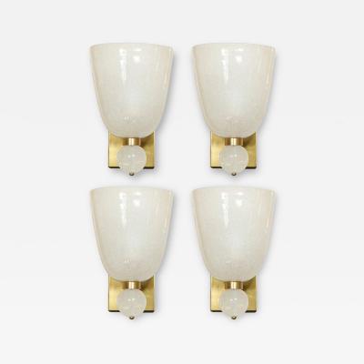 Set of 4 Modernist Hand Blown Murano Sconces w Murines Orbital Finial