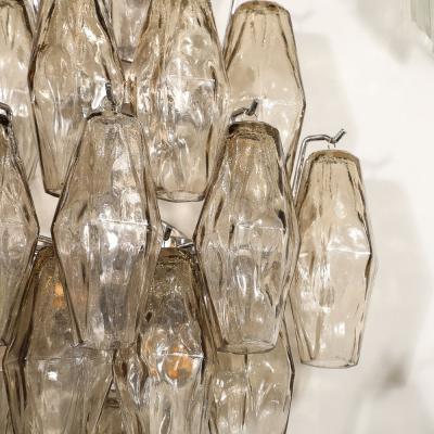 Set of 4 Modernist Handblown Smoked Murano Glass Diamond Form Polyhedral Sconces
