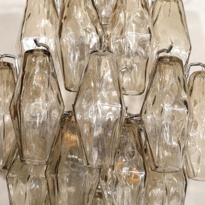 Set of 4 Modernist Handblown Smoked Murano Glass Diamond Form Polyhedral Sconces